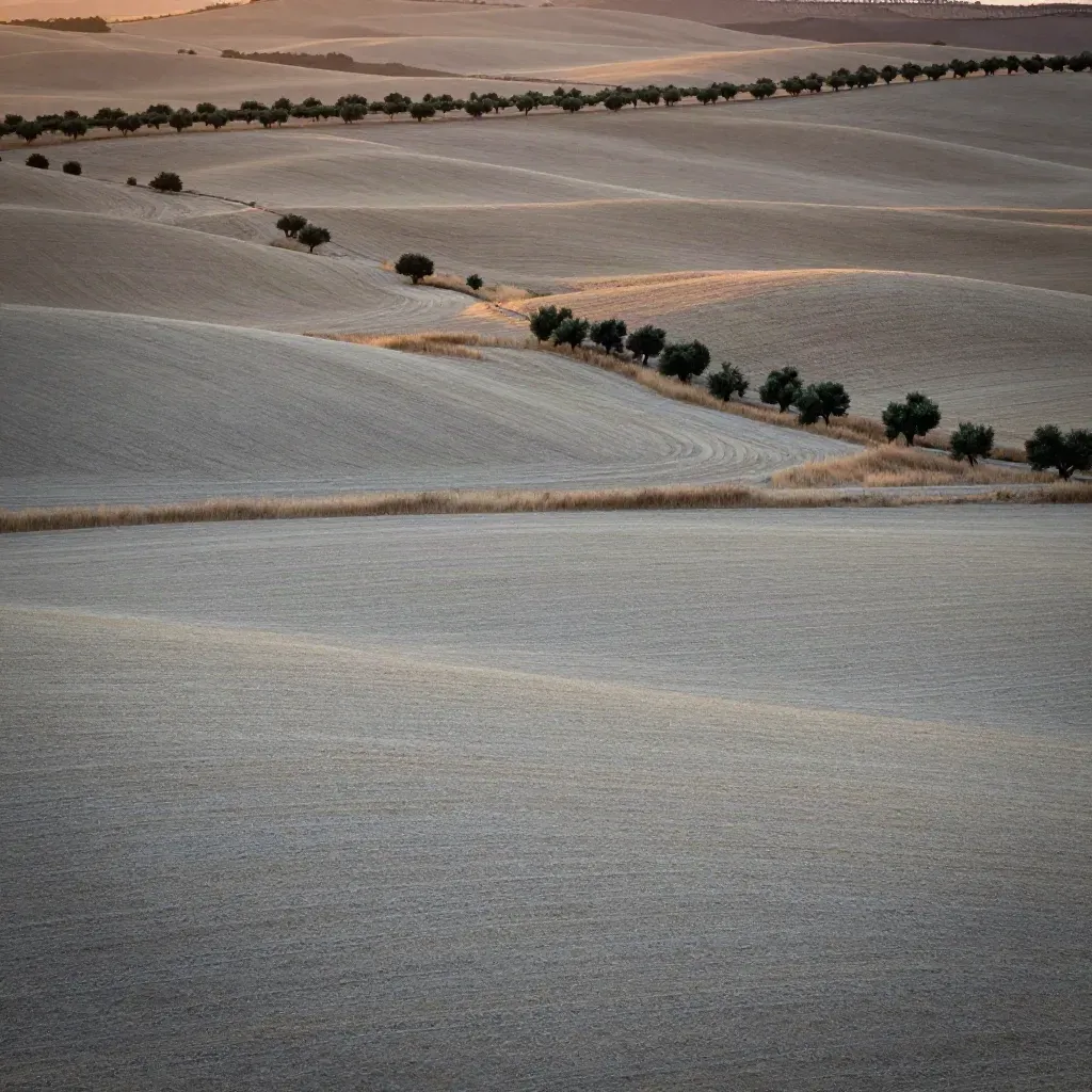 Lomas y campos secos del Corredor del Henares con arbolado lejano y cielo amplio
