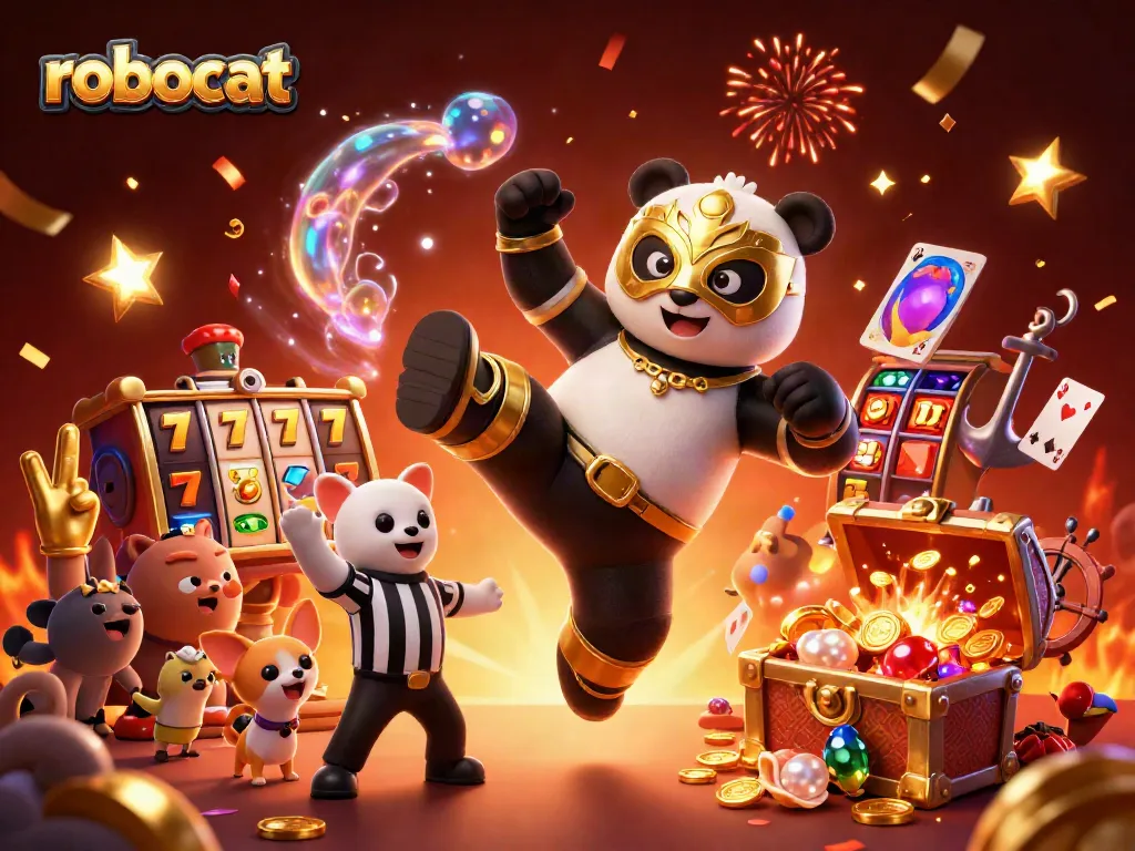 robocat casino evokes excitement with slots, festive characters, and a vibrant atmosphere.