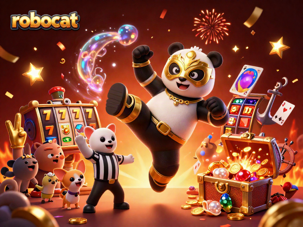 robocat casino evokes excitement with slots, festive characters, and a vibrant atmosphere.